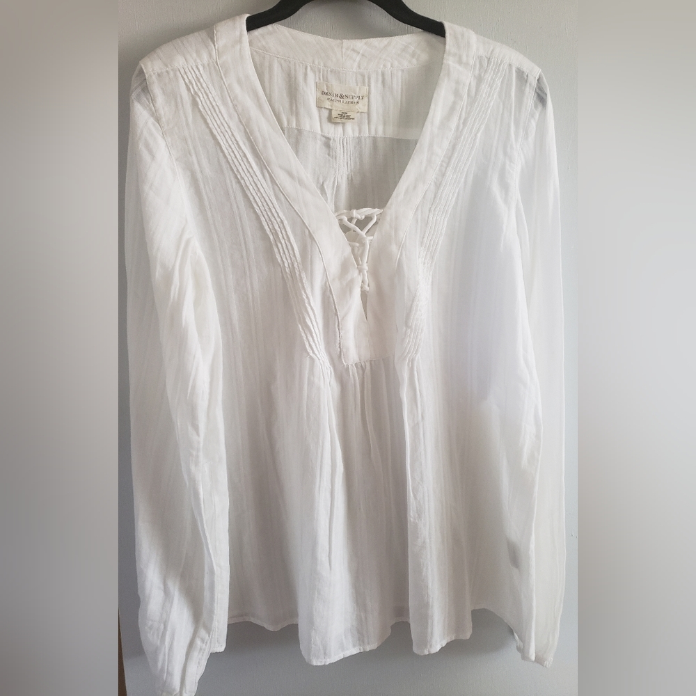 Ralph Lauren White Tie Up Blouse NWT - Picture 1 of 3